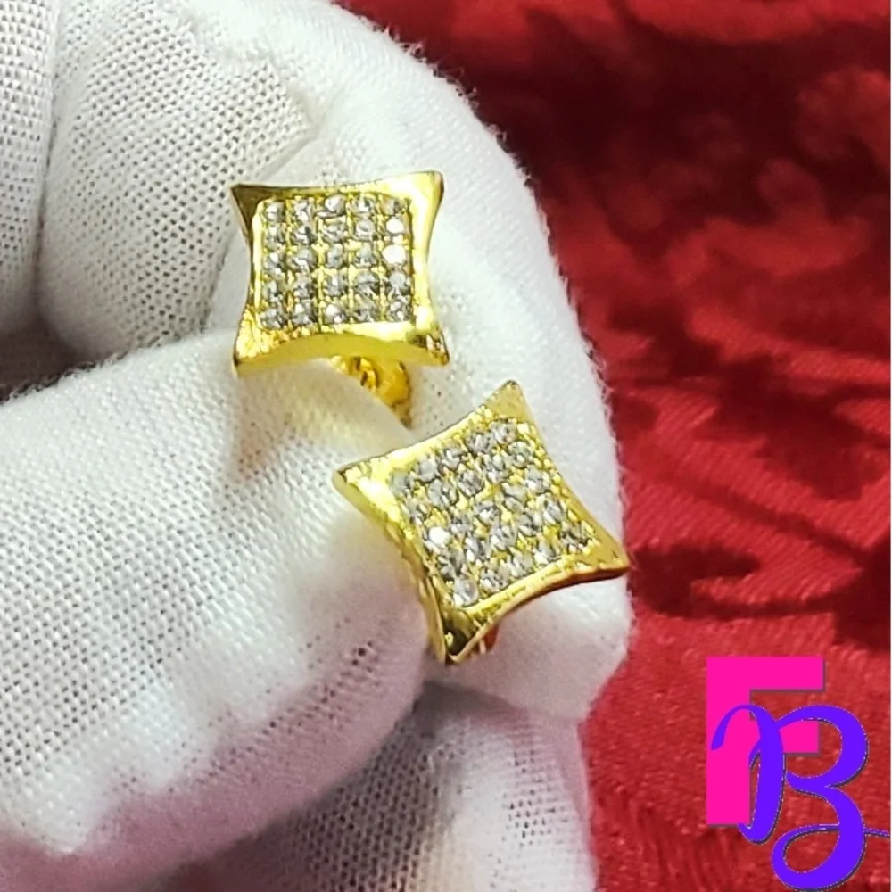 14K Mens Micropave Earrings